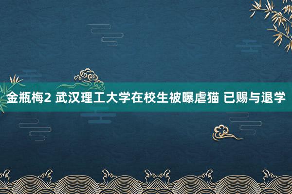 金瓶梅2 武汉理工大学在校生被曝虐猫 已赐与退学