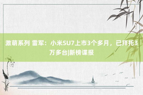 激萌系列 雷军：小米SU7上市3个多月，已拜托3万多台|新榜谍报