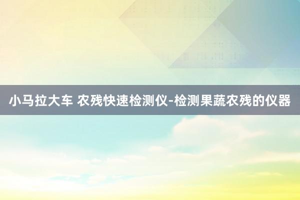 小马拉大车 农残快速检测仪-检测果蔬农残的仪器