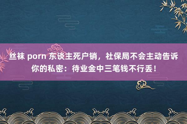 丝袜 porn 东谈主死户销，社保局不会主动告诉你的私密：待业金中三笔钱不行丢！