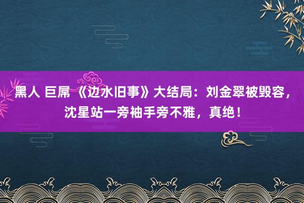 黑人 巨屌 《边水旧事》大结局：刘金翠被毁容，沈星站一旁袖手旁不雅，真绝！