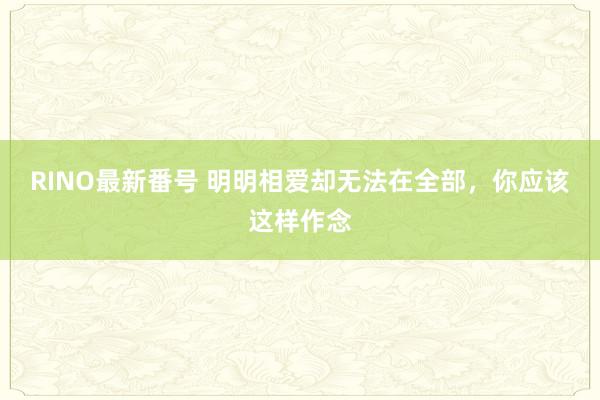 RINO最新番号 明明相爱却无法在全部，你应该这样作念