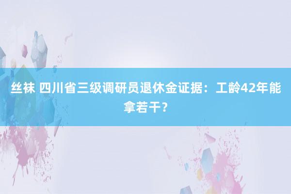 丝袜 四川省三级调研员退休金证据：工龄42年能拿若干？