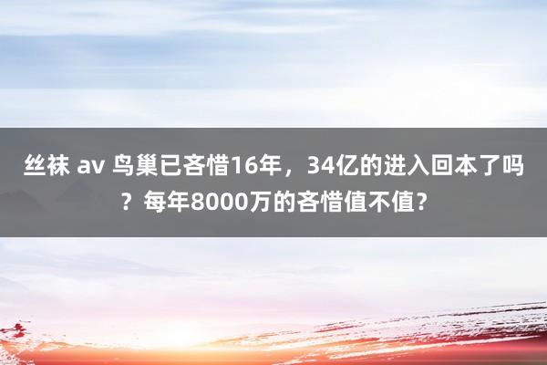 丝袜 av 鸟巢已吝惜16年，34亿的进入回本了吗？每年8000万的吝惜值不值？